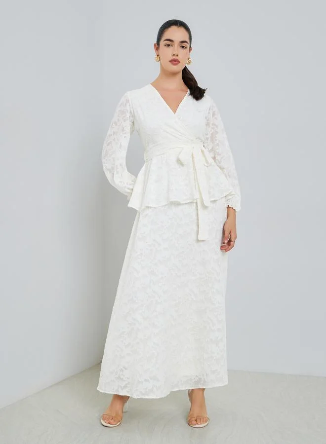 Styli  Women White Lace Wrap Maxi Dress for Women | Best Price UAE